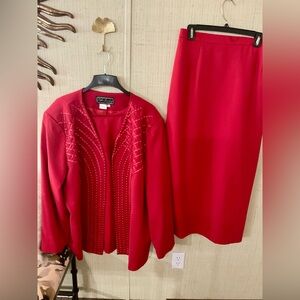 Fifth Sunday Size 26 Red Rhinestone Suit Business Trim Elegant Style C3